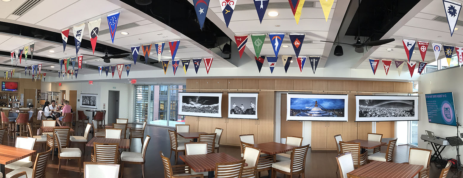 Larger Prints by LKJ displayed in the Clubroom of the Capital Yacht Club, Washington DC, August 2019.